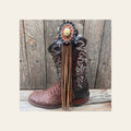 Boot Cuff Jewelry - Sage Cabochon Concho - Fringe