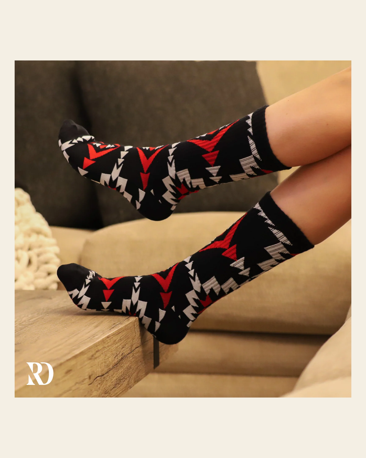 Sarita Socks on a warm cream background