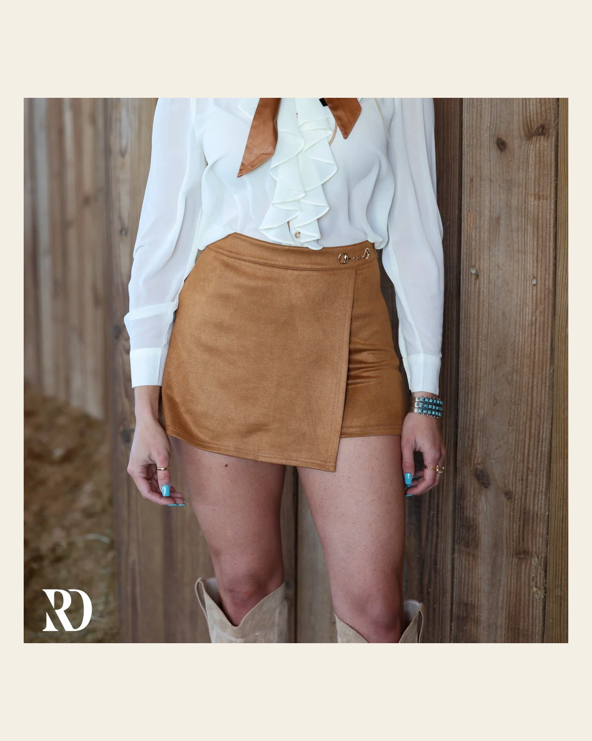 Scarlett Suede | Skort on a warm cream background