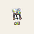 Hilason Screw Back Concho Capri & Lemon Crystal Floral Copper Buckle Set 3/4 Inch
