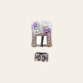 Hilason Screw Back Concho Purple & Lime Crystal Floral Copper Buckle Set 3/4 Inch