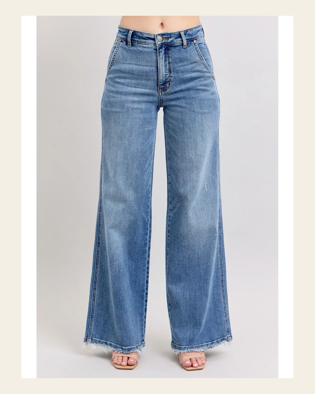 Selene Retro Wide Denim | Jeans on a warm cream background