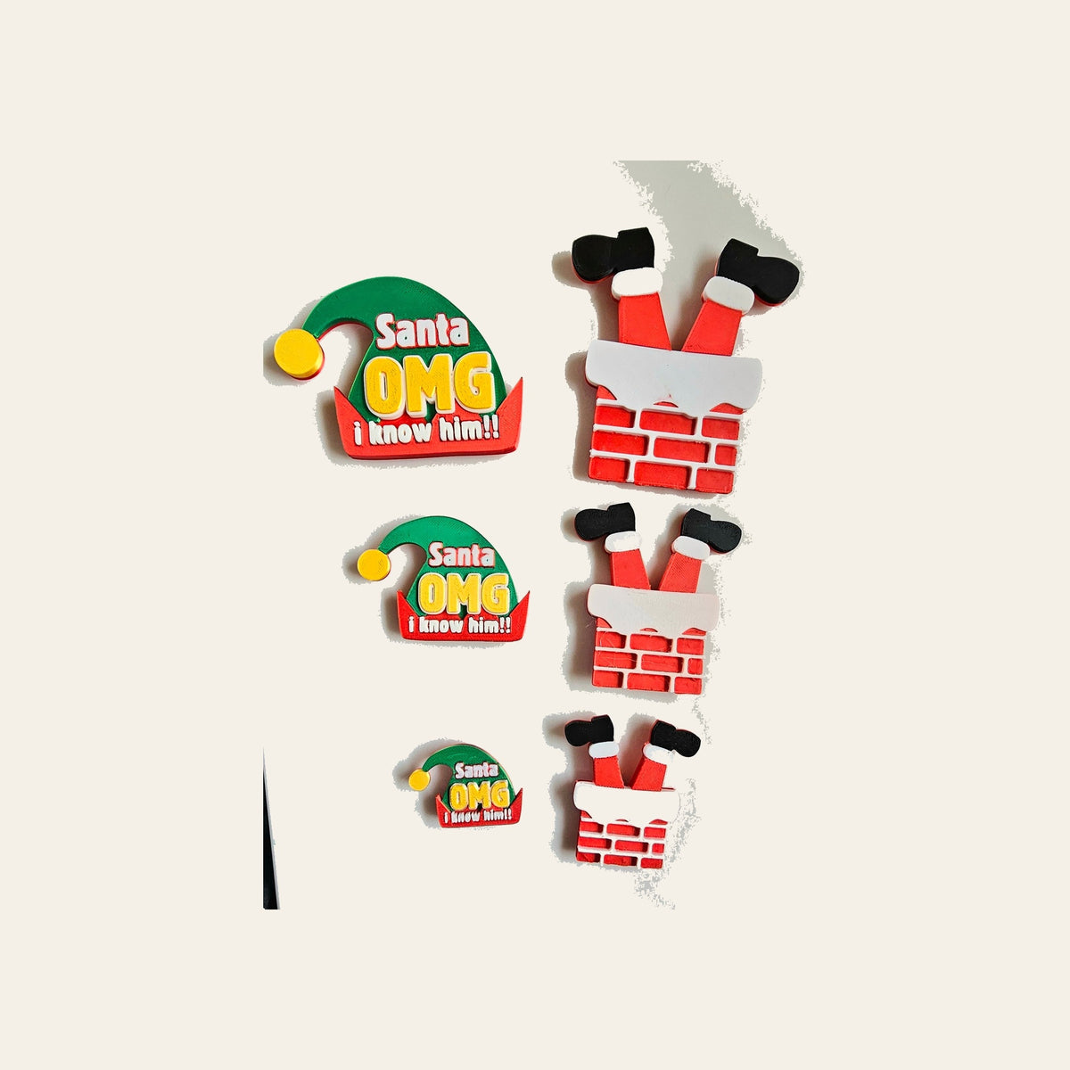 set of 2 Santa Elf I Know Him Hat Magnets Christmas Made in America Choice of Sizes by Baha Ranch Western Wear