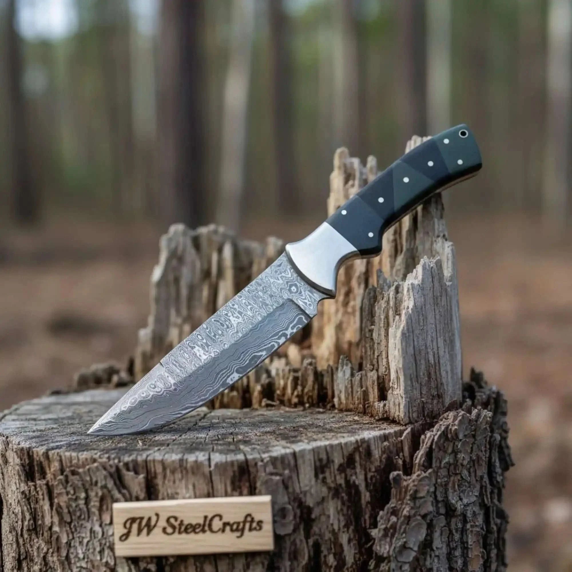 Handmade Damascus Bowie Knife with Micarta Handle