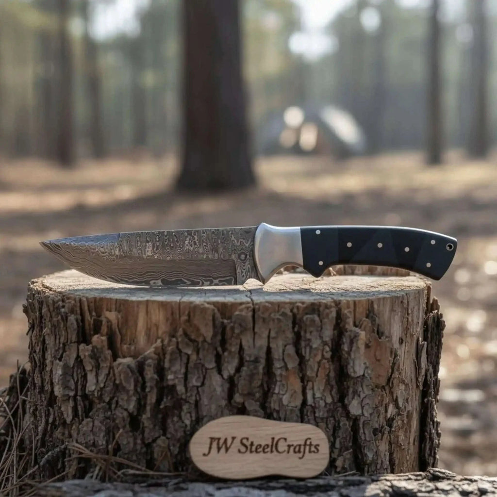 Handmade Damascus Bowie Knife with Micarta Handle