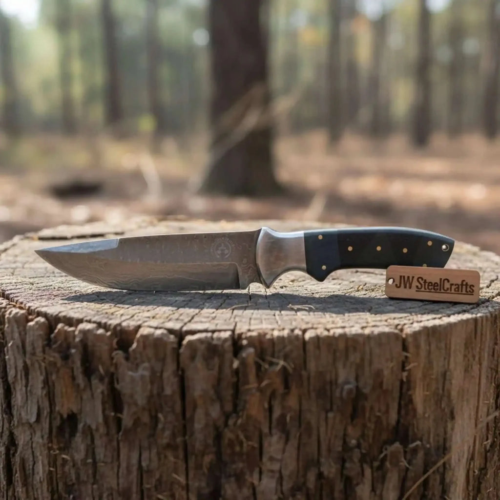 Handmade Damascus Bowie Knife with Micarta Handle