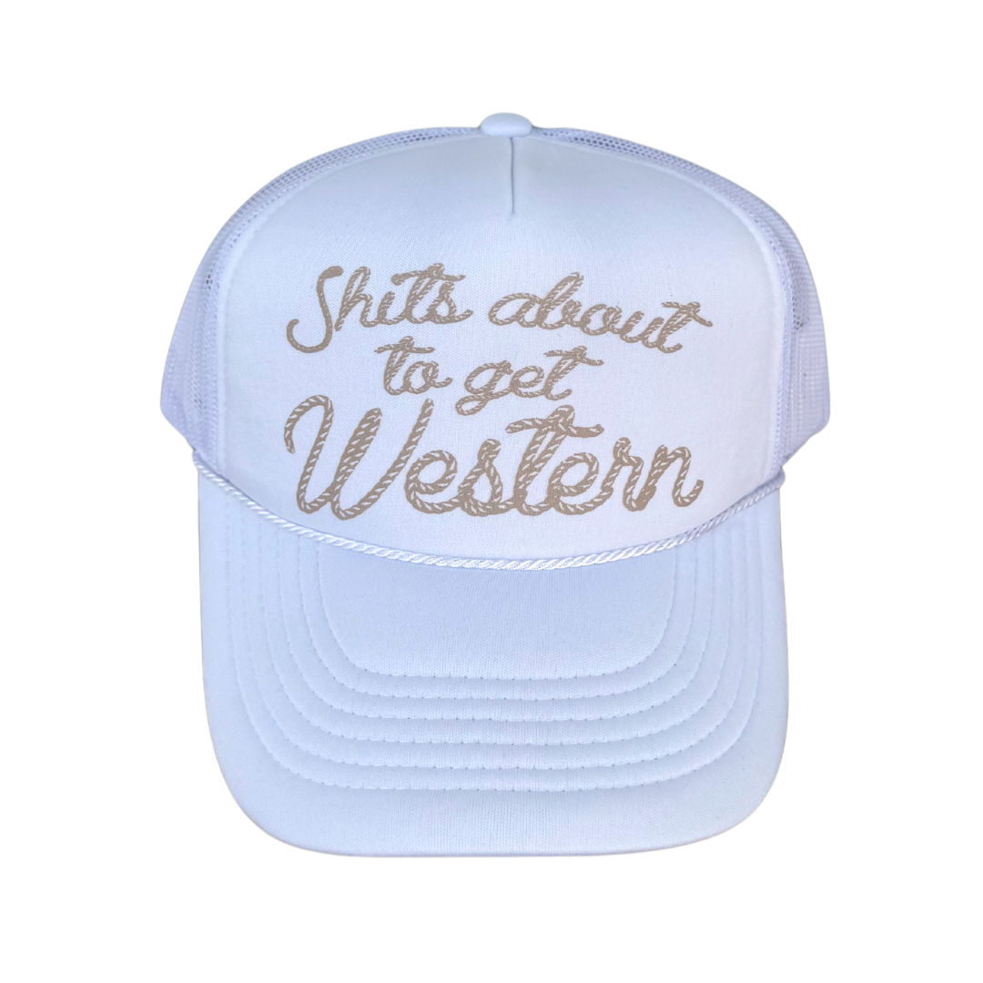 Shits About To Get Western Trucker | Cap — view 2