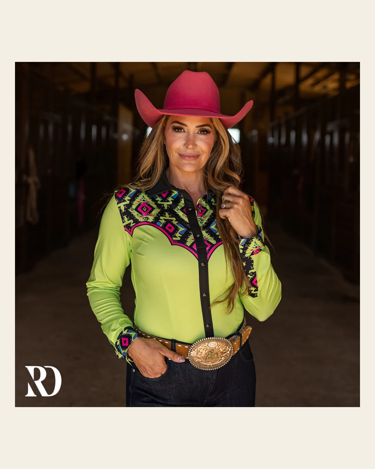 Showdown Performance Rodeo Shirt on a warm cream background