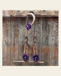 Silver Buckstitch One Ear Headstall / Bridle #OE109 on a warm cream background