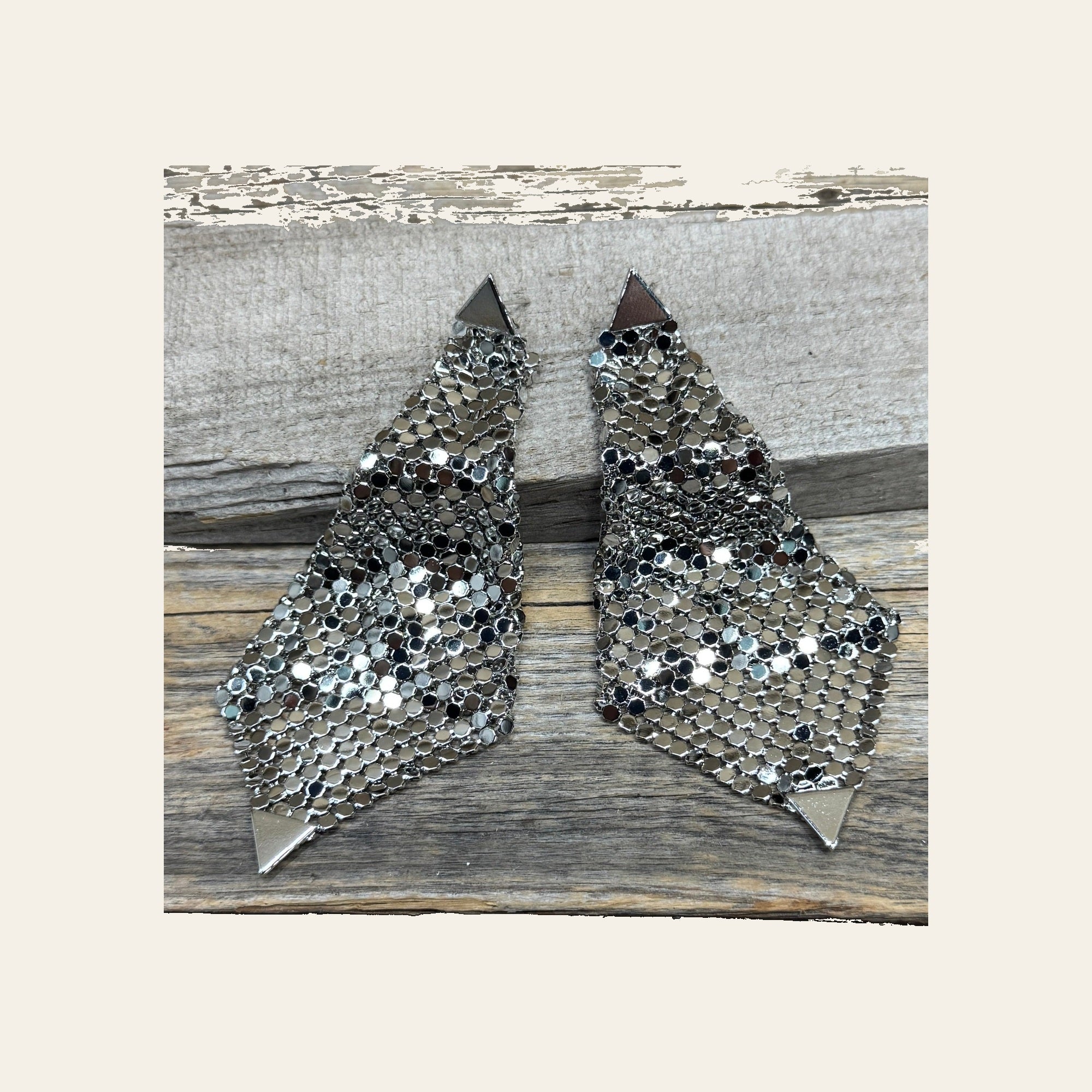 Rodeo Ready Silver Chainmail Dangle Fashion Earrings