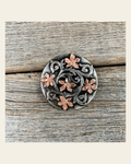 Silver - Copper Floral 1" Concho W200S on a warm cream background