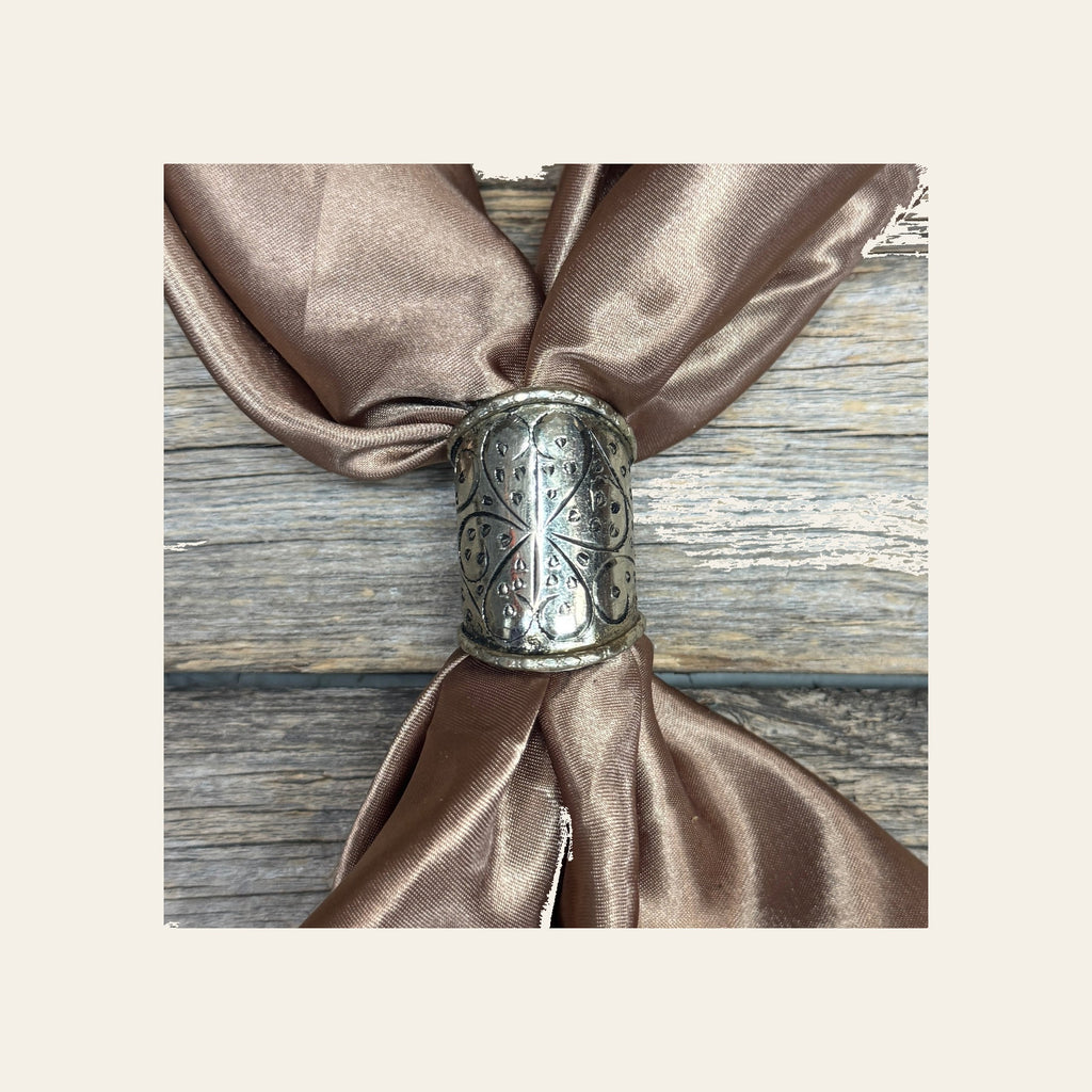 Silver Engraved Floral Wild Rag Slide #PS102