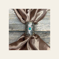 Silver Engraved Large Flower with Turquoise Wild Rag Slide #PS105