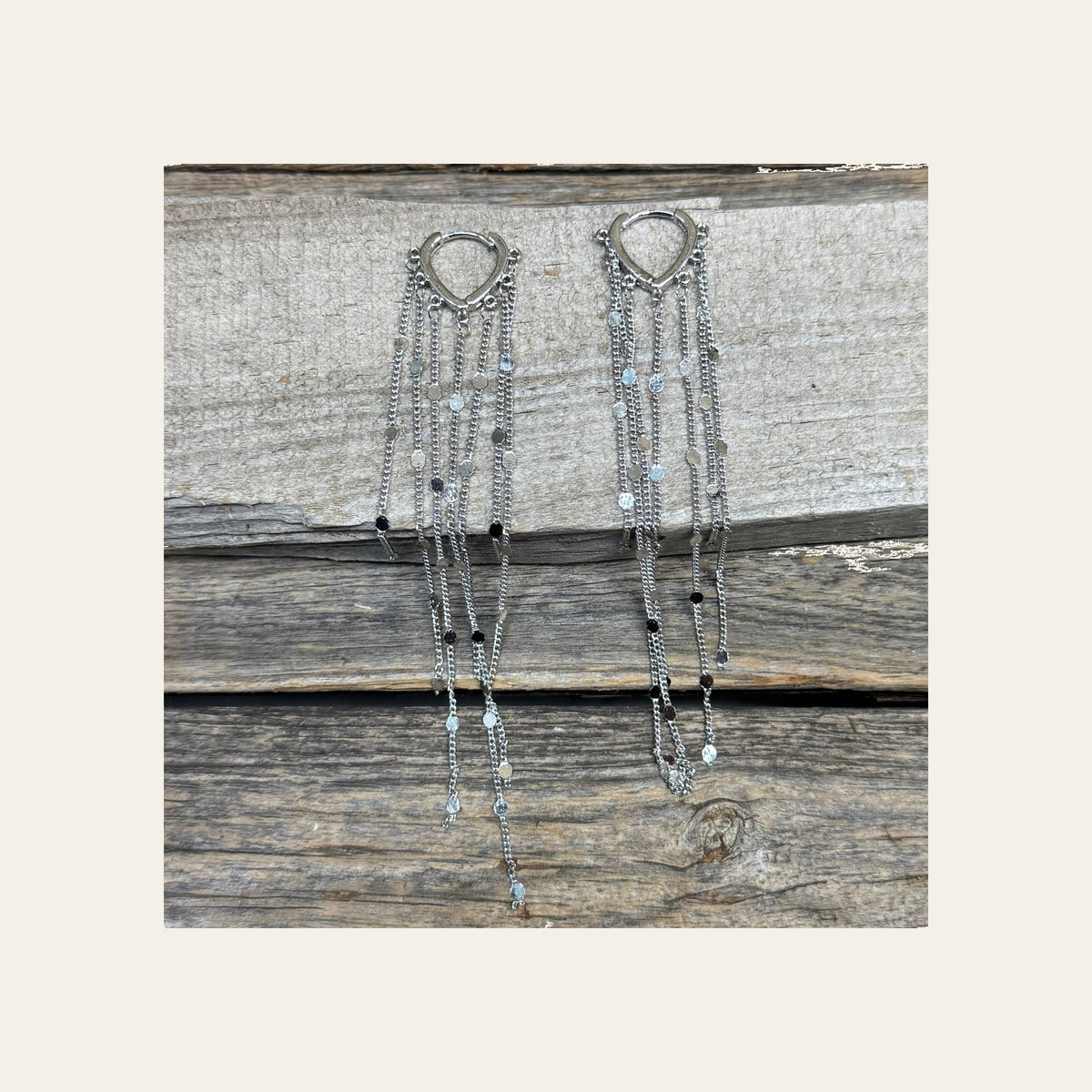 Western Boho Silver Fringe and Dot Dangle Fashion Earrings
