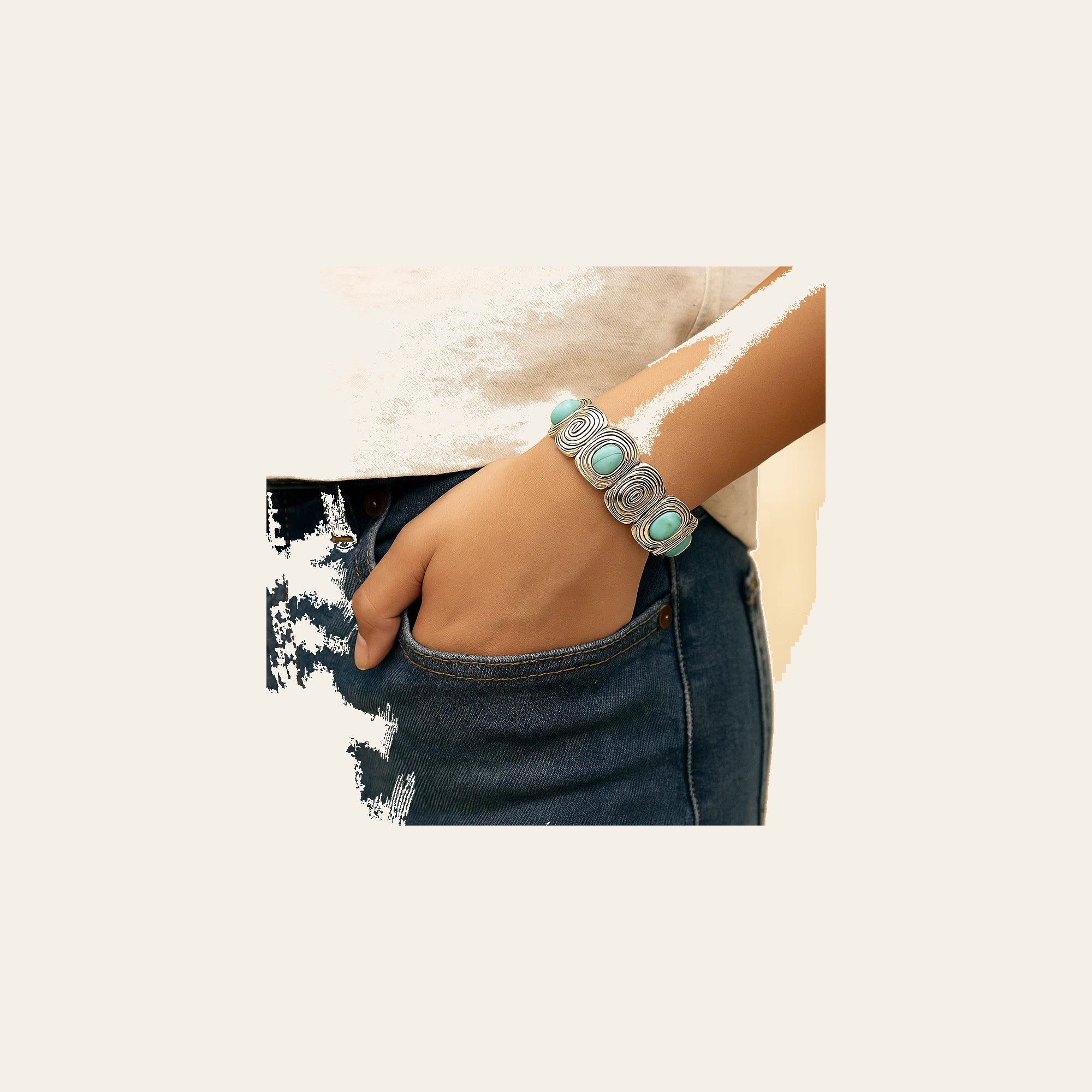 Western Silver Turquoise Fashion Bracelet