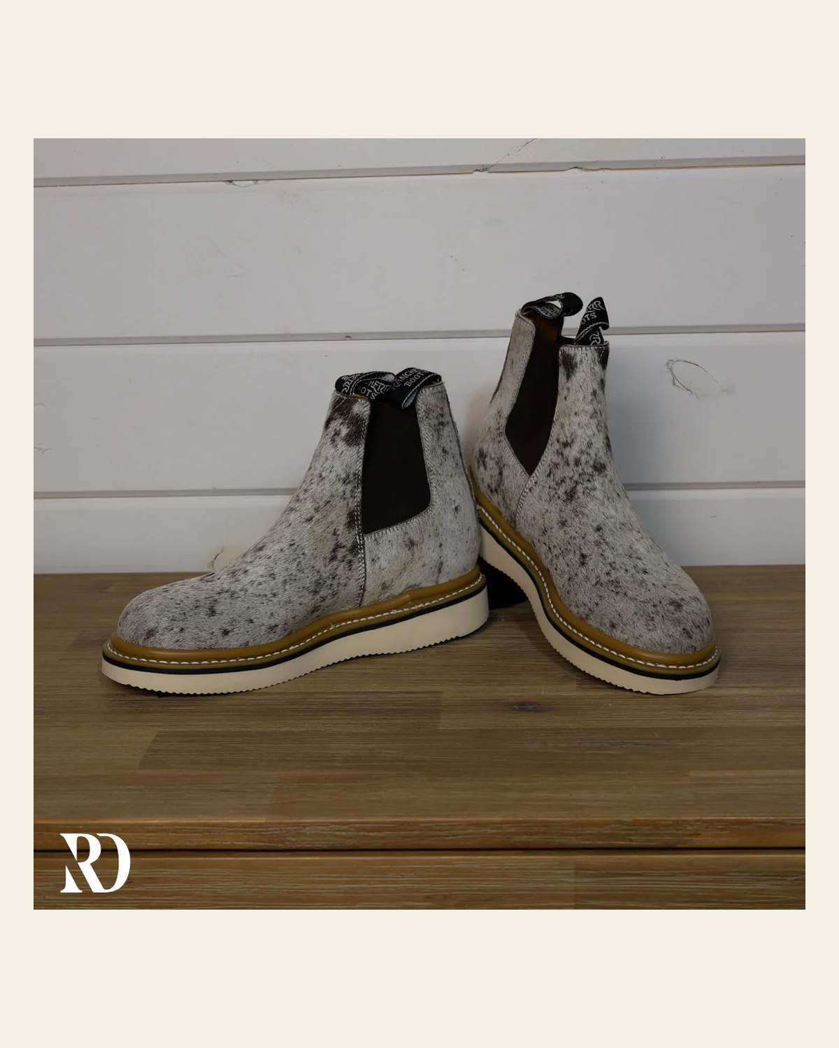Size 8 (style #103) | Hair On Hide Lechera Boot on a warm cream background