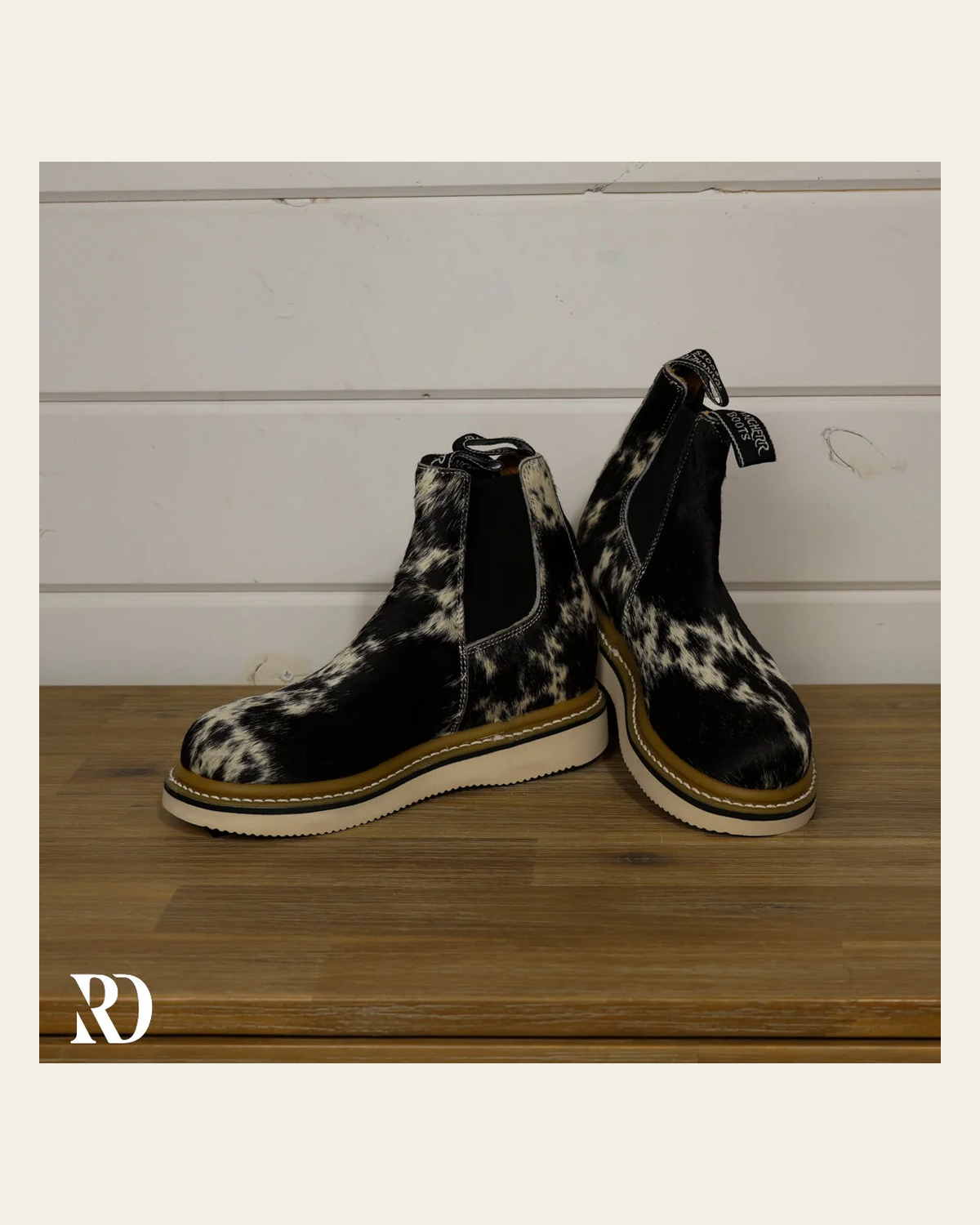 Size 6 (style #122) | Hair On Hide Lechera Boot on a warm cream background