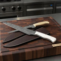 2-Piece Damascus Carving & Utility Knife Set — Twisted Pattern Blades, White Camel Bone Handles