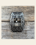 Small Star Antique Silver Cart Buckle W177B on a warm cream background