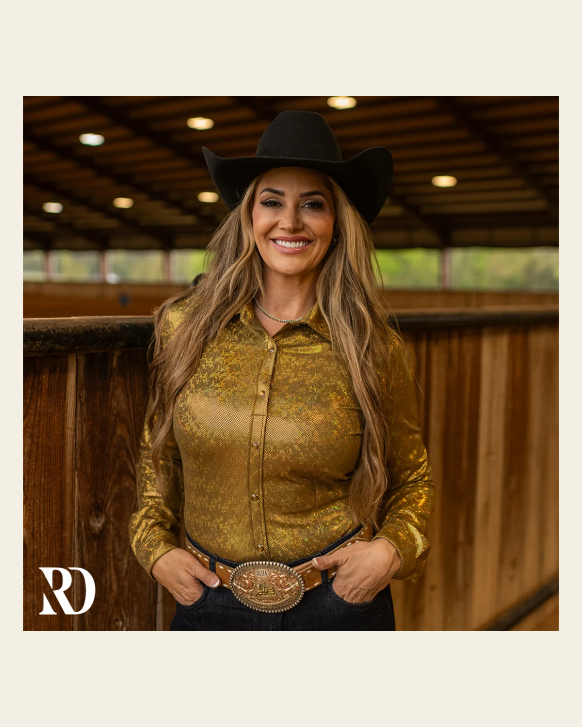 Sonora Sparkle Performance Rodeo Shirt on a warm cream background