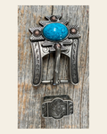 South West Turquoise Concho Buckle Adapter W204ASBA on a warm cream background