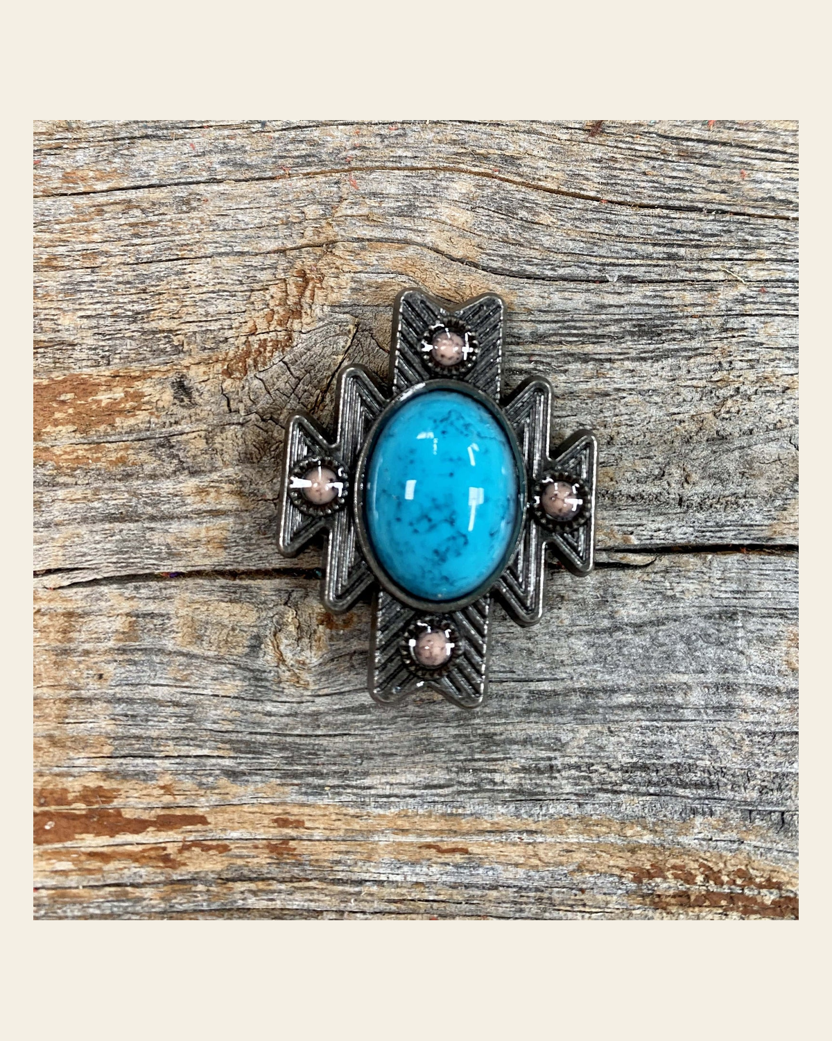 South West Turquoise Concho W204L on a warm cream background