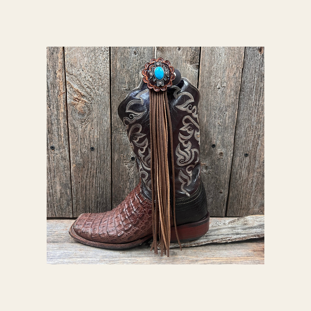 Boot Cuff Jewelry - South West Turquoise Concho - Fringe