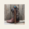 Boot Cuff Jewelry - South West Turquoise Concho - Fringe