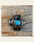 Southwest Antique Silver Turquoise 1" Concho W201S on a warm cream background