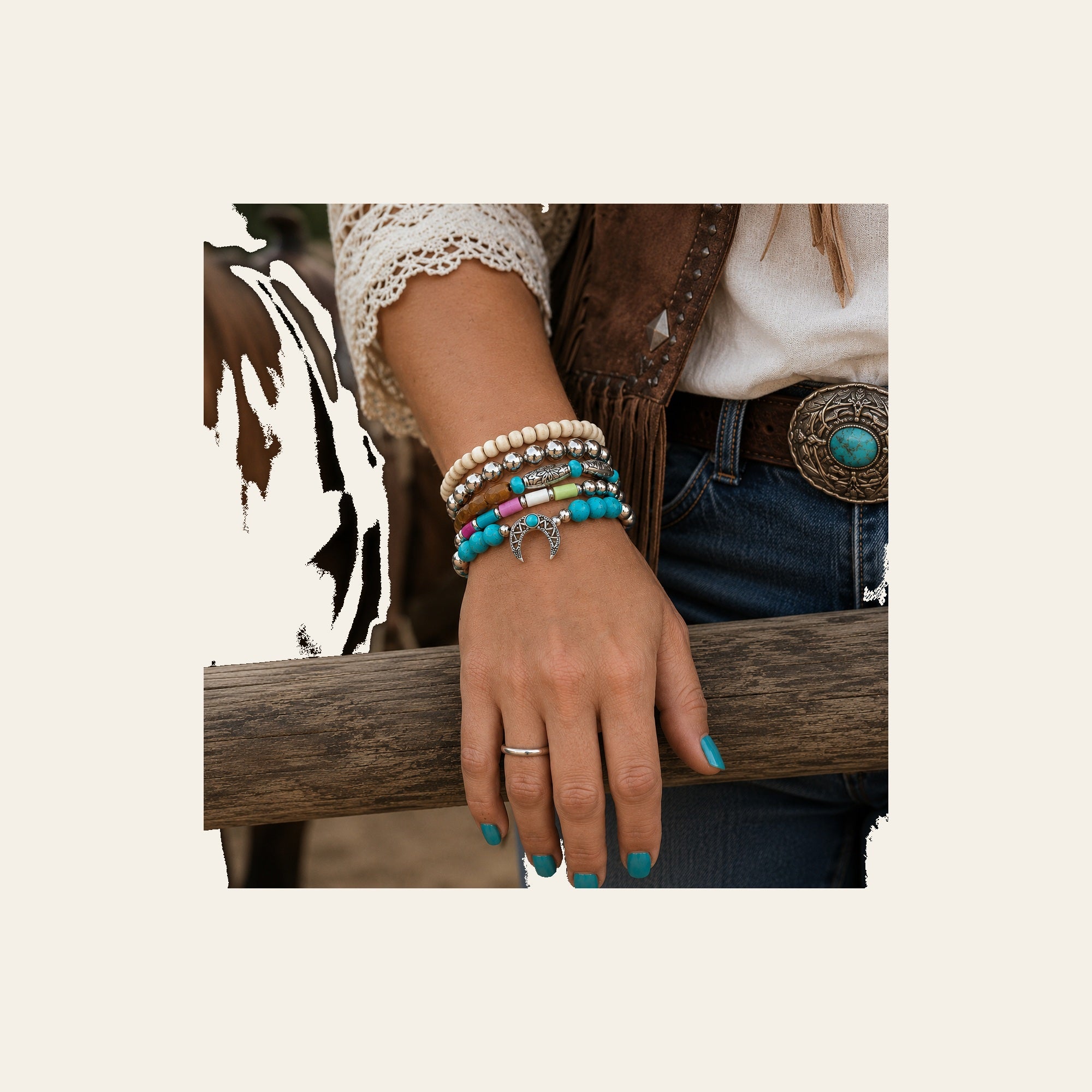 Southwest Crescent Bracelet Stack