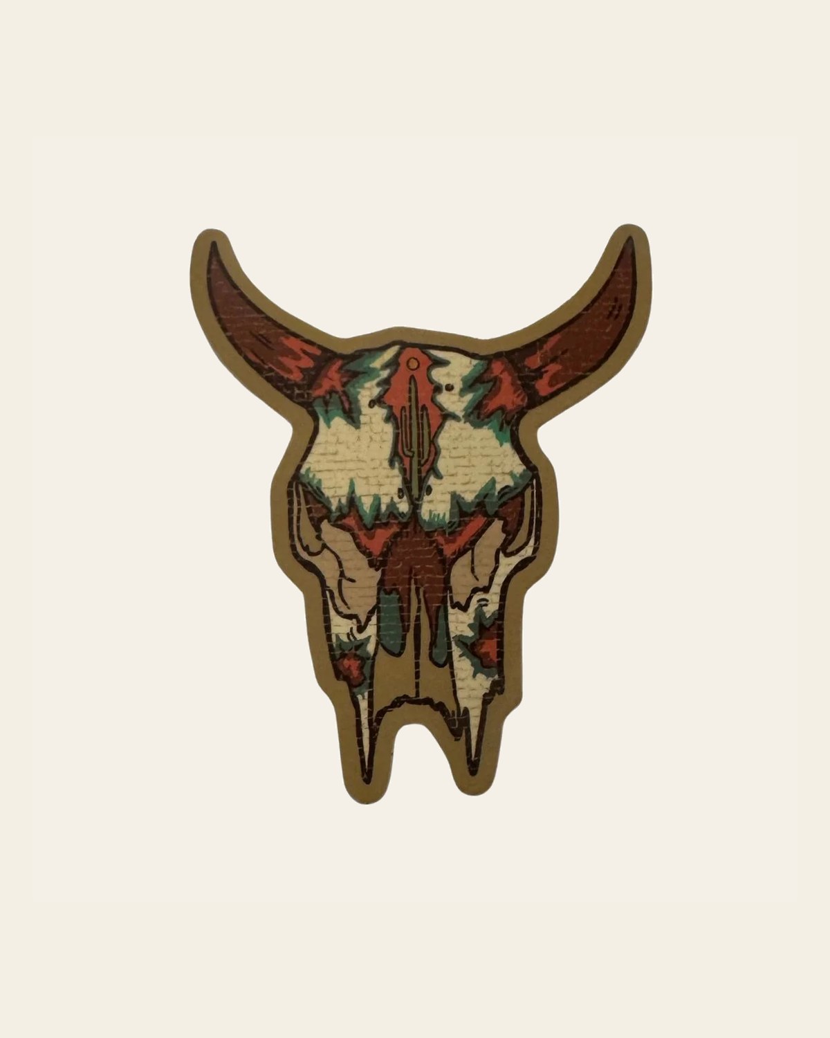 Southwest Soul Skull Sticker on a warm cream background