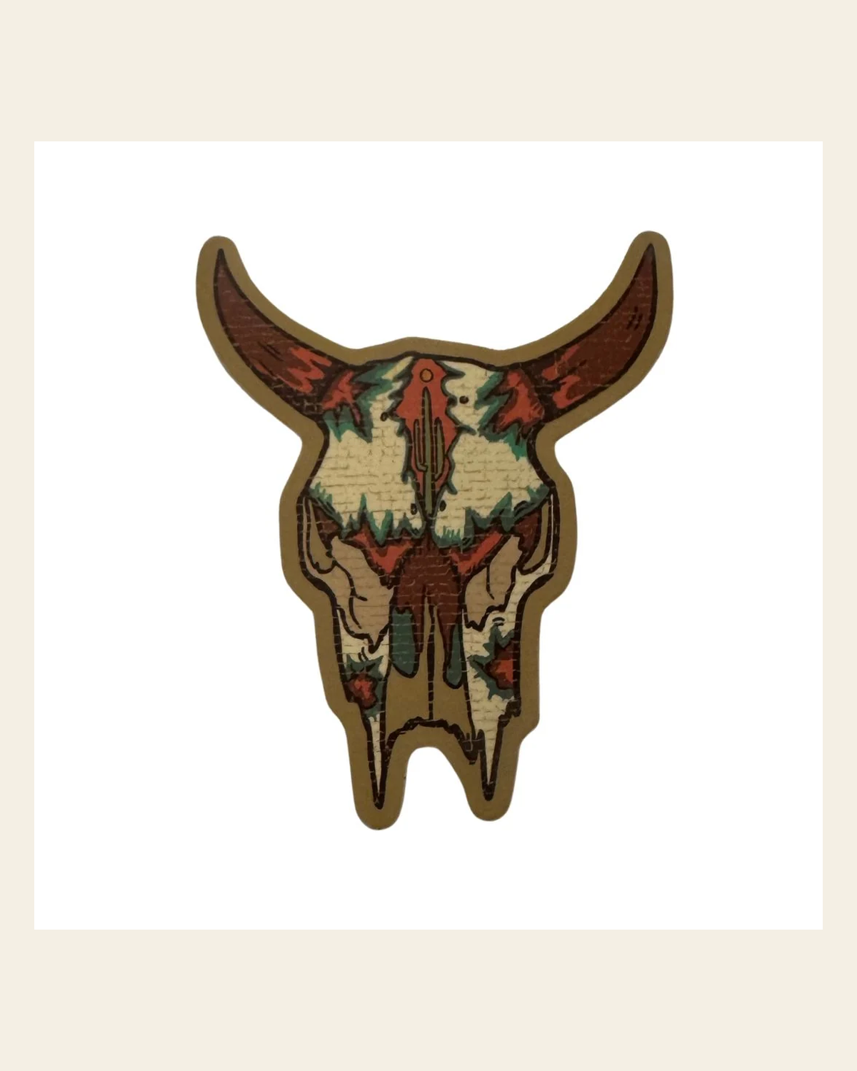 Southwest Soul Skull Sticker on a warm cream background