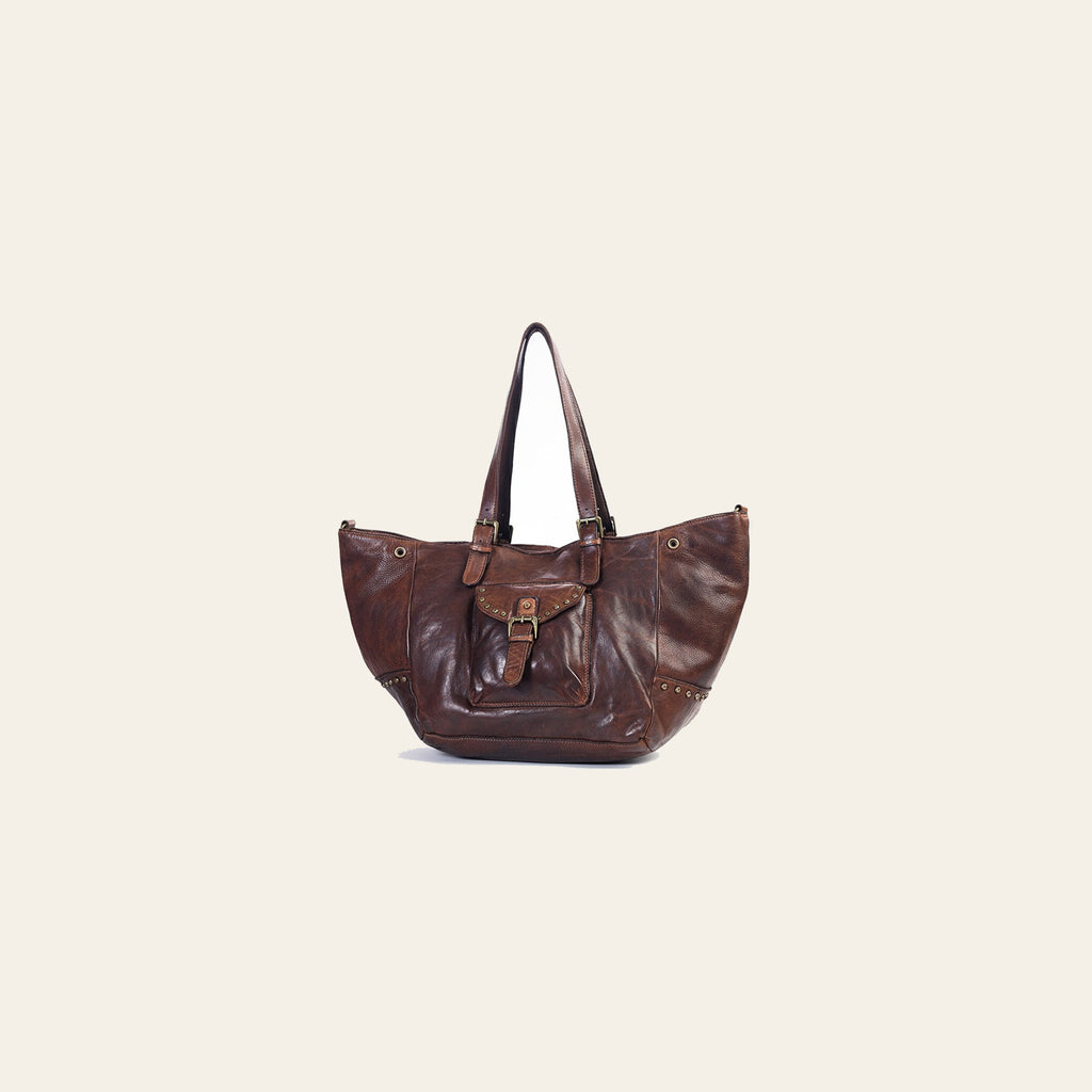 Spaghetti Western Swc126Brn Tote Vintage Handmade Drum Dyed Genuine European Cowhide Leather Women Bag Western Handbag Purse