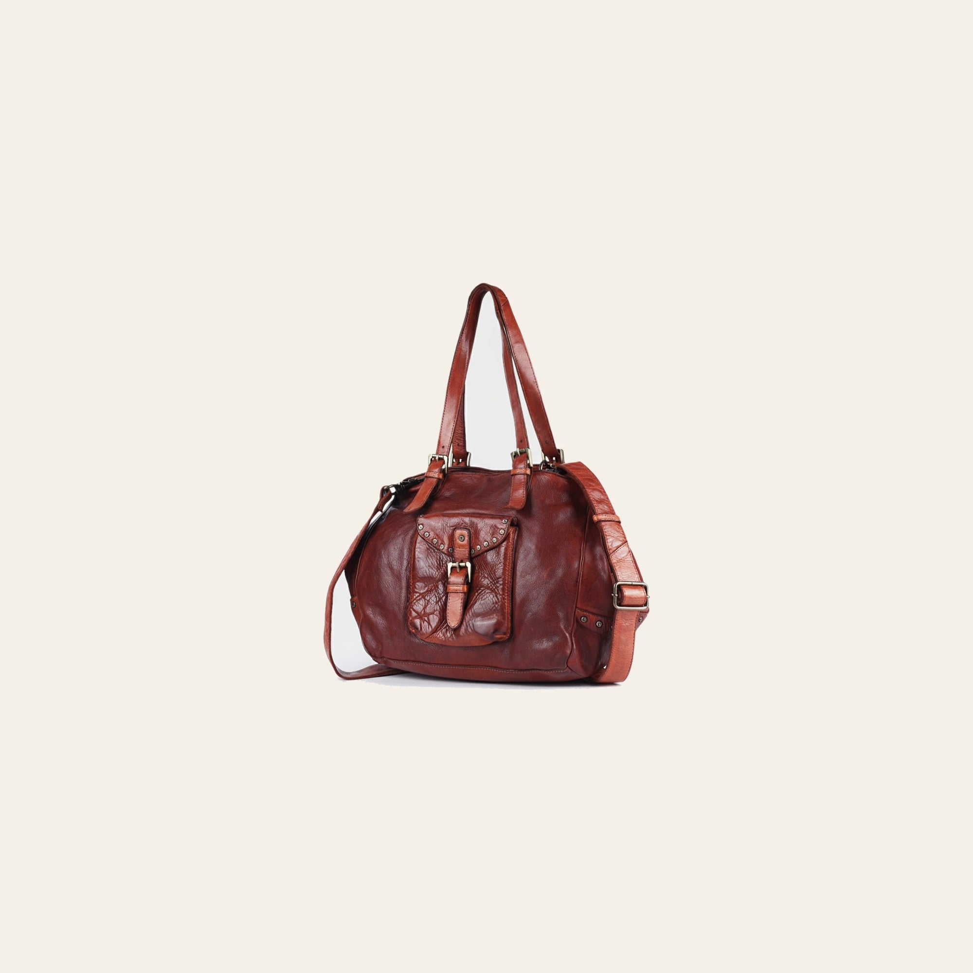 Spaghetti Western Swc126Cg Tote Vintage Handmade Drum Dyed Genuine European Cowhide Leather Women Bag Western Handbag Purse
