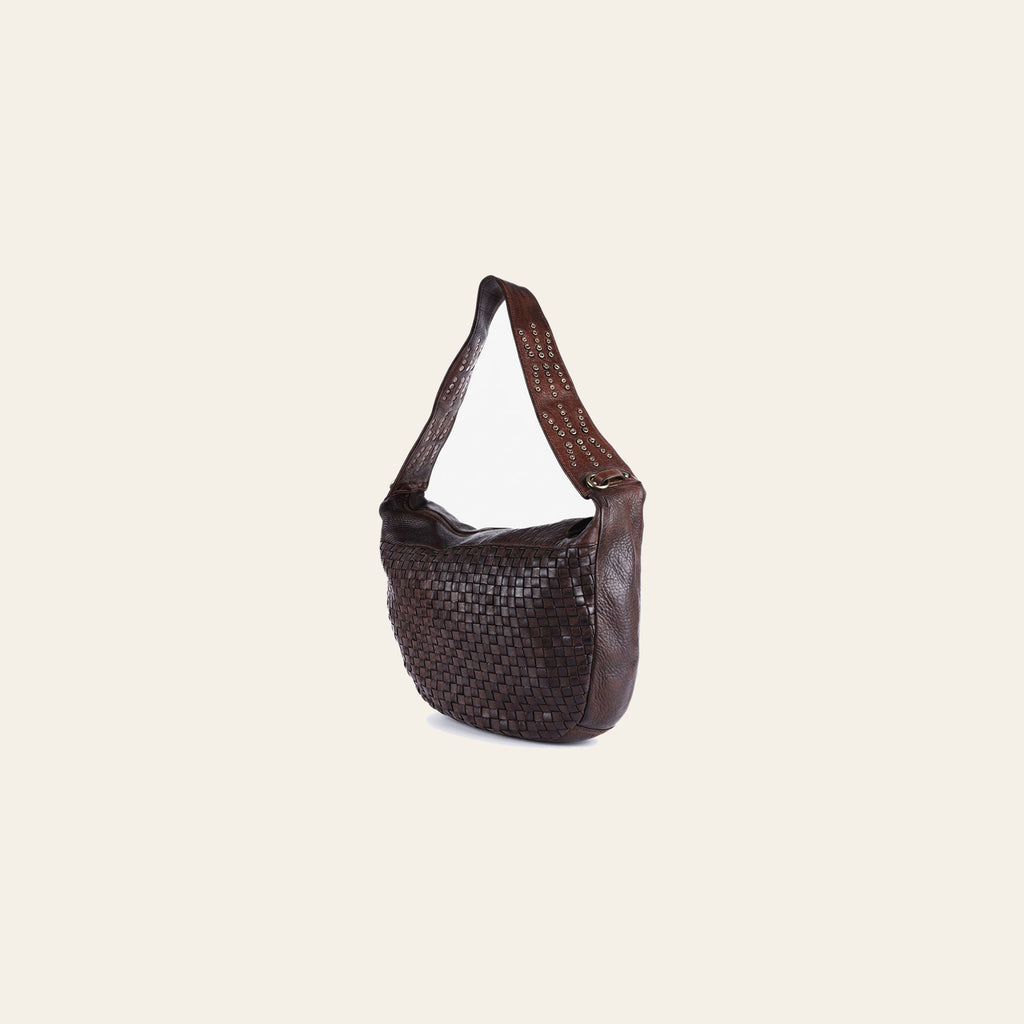 Spaghetti Western Swc129Brn Hobo Vintage Handmade Drum Dyed Genuine European Cowhide Leather Women Bag Western Handbag Purse