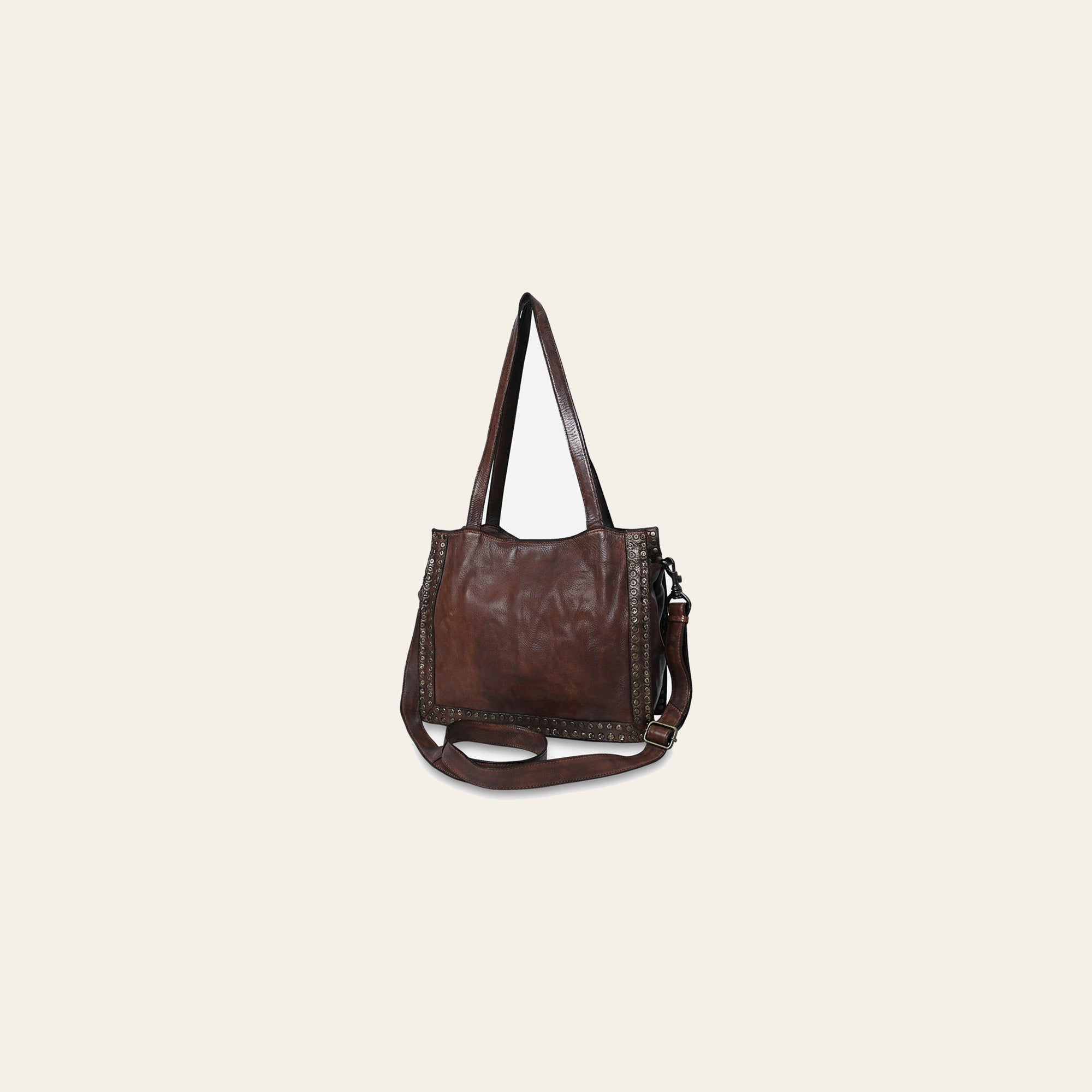 Spaghetti Western Swc133Brn Tote Vintage Handmade Drum Dyed Genuine European Cowhide Leather Women Bag Western Handbag Purse
