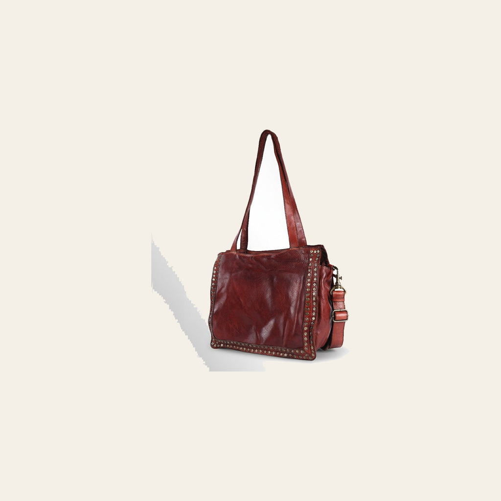 Spaghetti Western Swc133Cg Tote Vintage Handmade Drum Dyed Genuine European Cowhide Leather Women Bag Western Handbag Purse