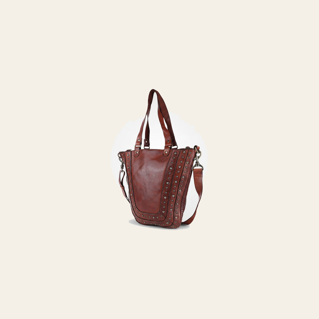 Spaghetti Western Swc134Cg Tote Vintage Handmade Drum Dyed Genuine European Cowhide Leather Women Bag Western Handbag Purse