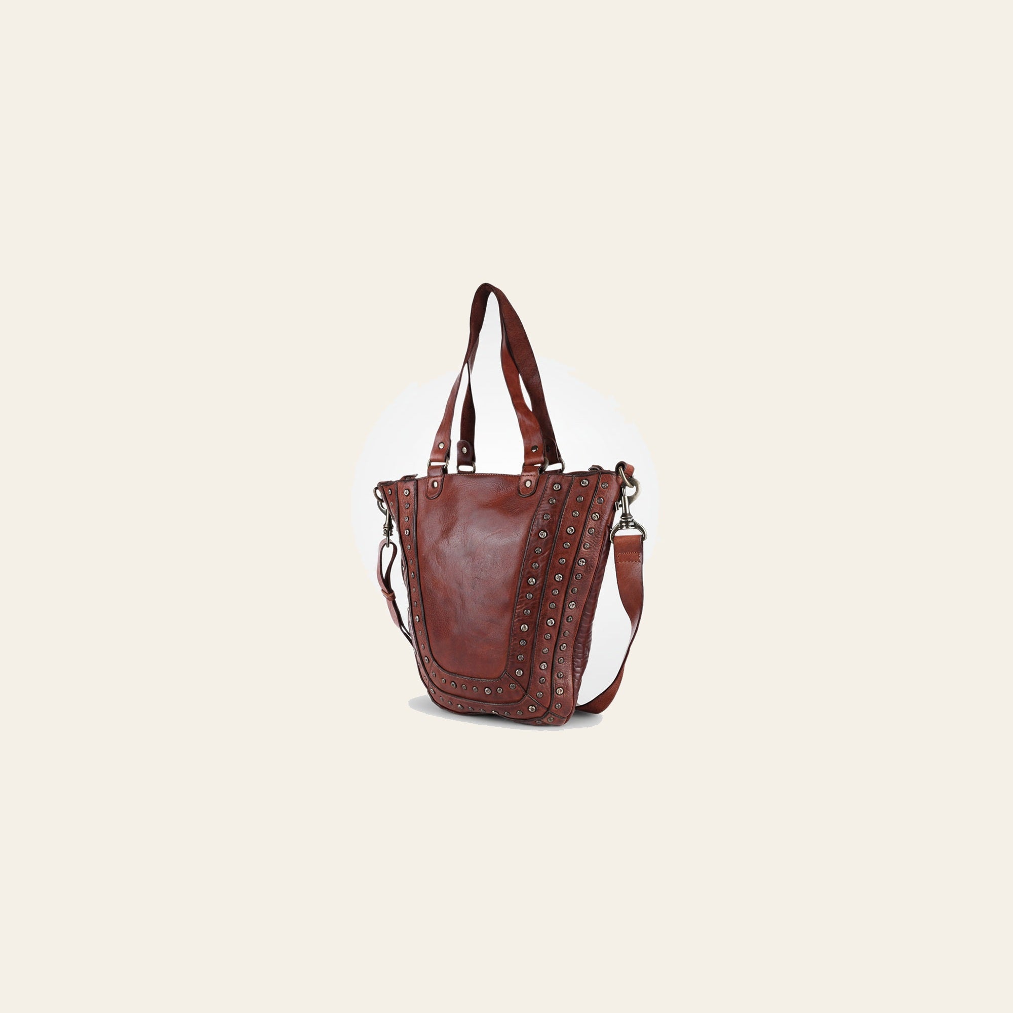 Spaghetti Western Swc134Cg Tote Vintage Handmade Drum Dyed Genuine European Cowhide Leather Women Bag Western Handbag Purse