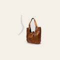 Spaghetti Western Swc144Btan Tote Vintage Handmade Drum Dyed Genuine European Cowhide Leather Women Bag Western Handbag Purse