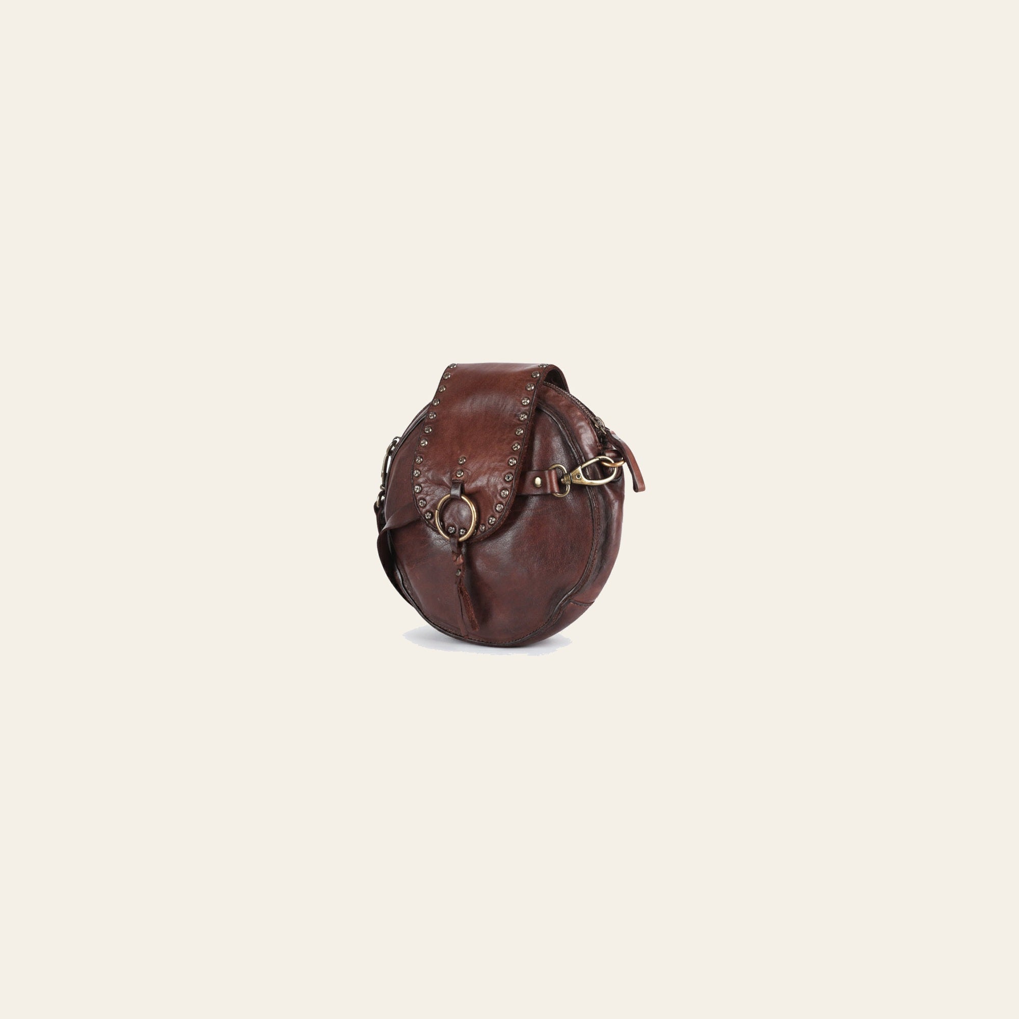 Spaghetti Western Swc152Brn Canteen Vintage Handmade Drum Dyed Genuine European Cowhide Leather Women Bag Western Handbag Purse