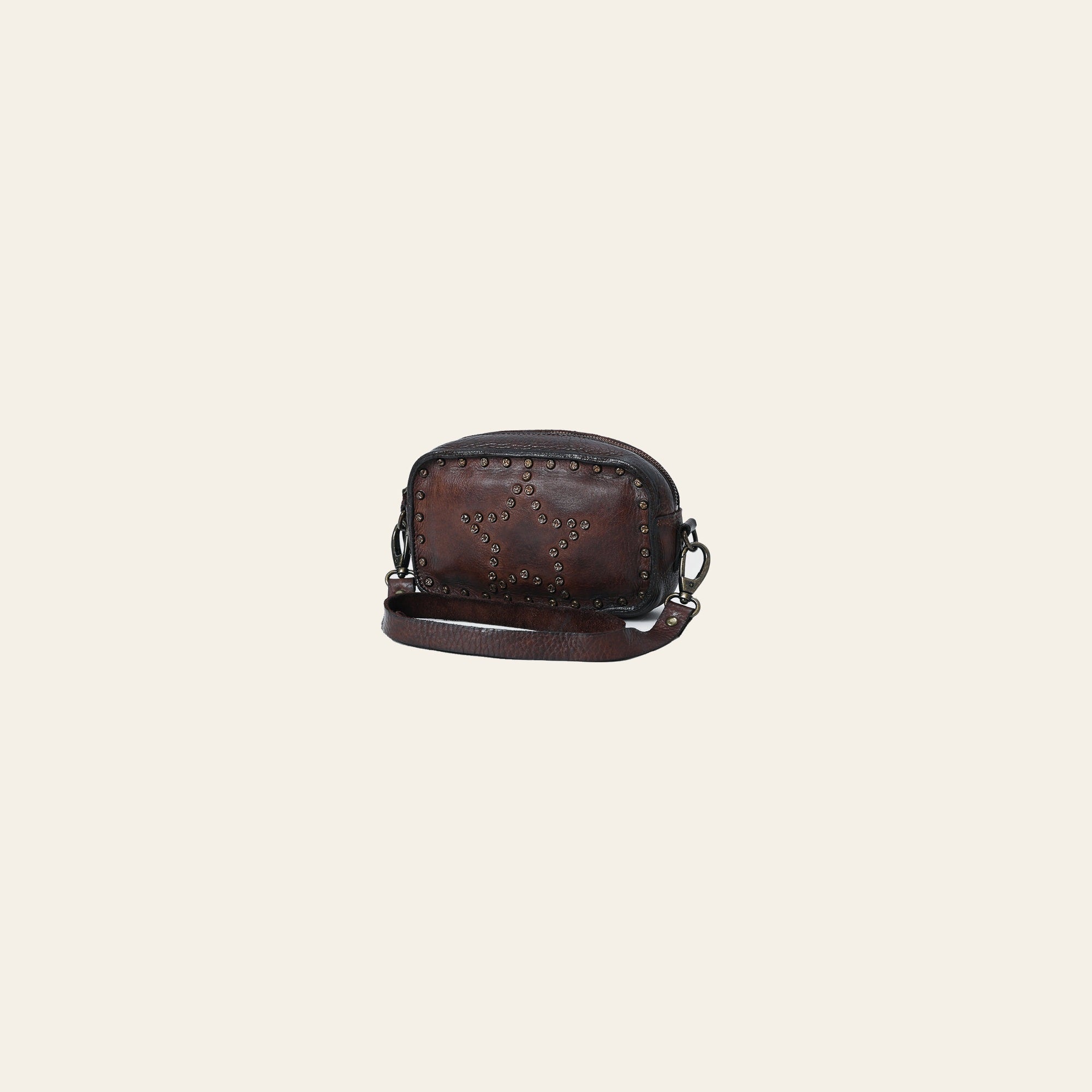 Spaghetti Western Swc166Brn Small Crossbody Vintage Handmade Drum Dyed Genuine European Cowhide Leather Women Bag Western Handbag Purse