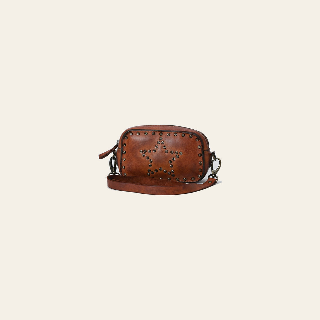 Spaghetti Western Swc166Cg Small Crossbody Vintage Handmade Drum Dyed Genuine European Cowhide Leather Women Bag Western Handbag Purse
