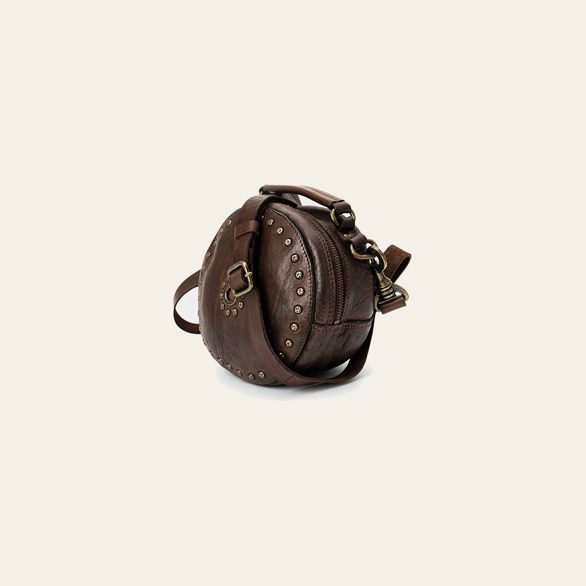 Spaghetti Western Swc168Brn Canteen Vintage Handmade Drum Dyed Genuine European Cowhide Leather Women Bag Western Handbag Purse
