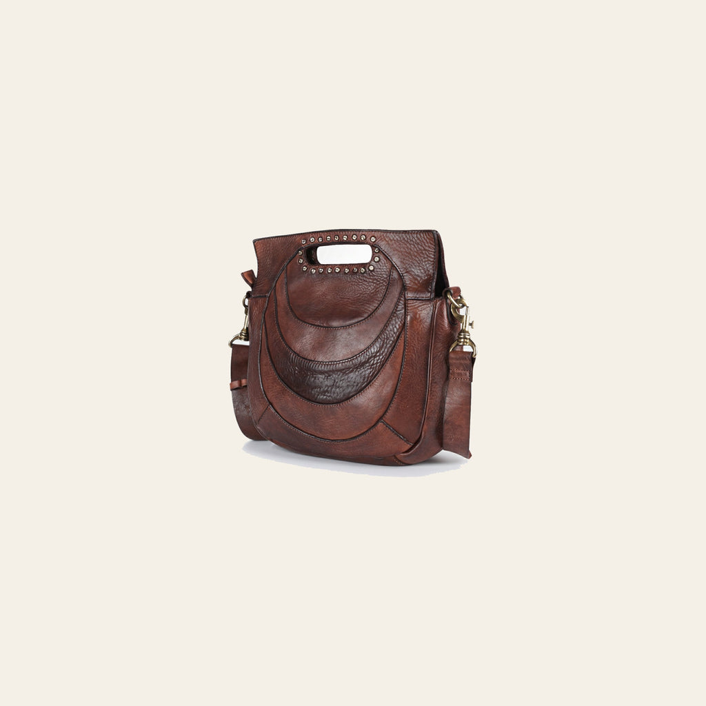 Spaghetti Western Swc173Brn Clutch Vintage Handmade Drum Dyed Genuine European Cowhide Leather Women Bag Western Handbag Purse