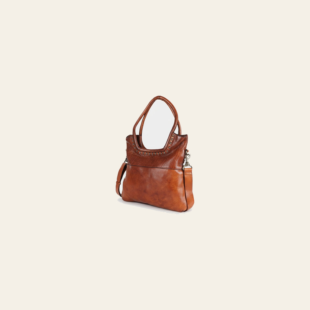 Spaghetti Western Swc178Tan Tote Vintage Handmade Drum Dyed Genuine European Cowhide Leather Women Bag Western Handbag Purse