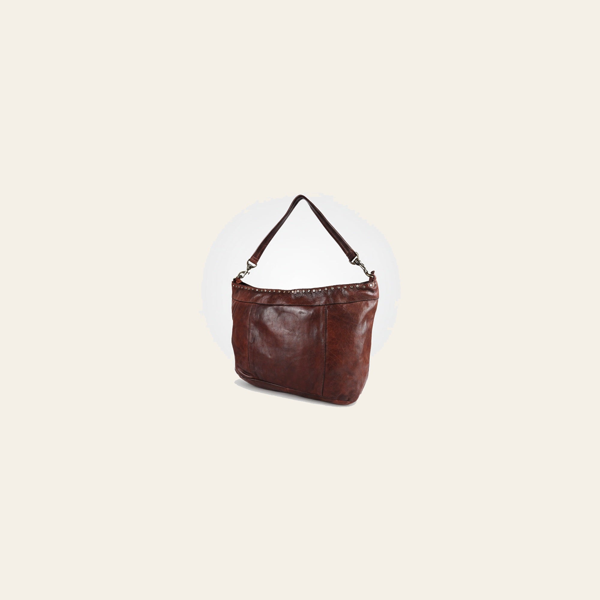 Spaghetti Western Swc183Brn Hobo Vintage Handmade Drum Dyed Genuine European Cowhide Leather Women Bag Western Handbag Purse