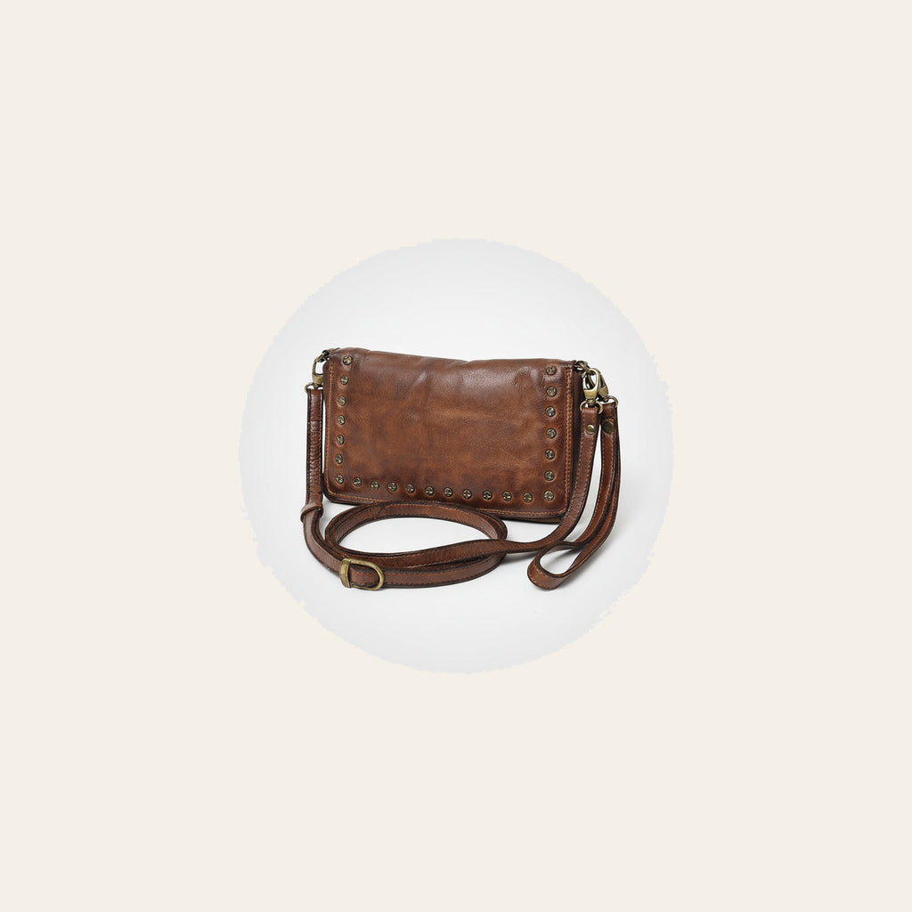 Spaghetti Western Swc195Brn Wallet Vintage Handmade Drum Dyed Genuine European Cowhide Leather Women Bag Western Handbag Purse