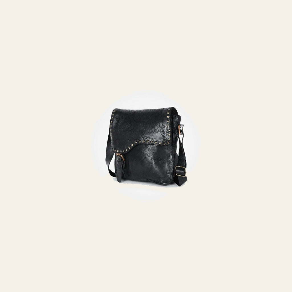 Spaghetti Western Swc198Blk Envelope Vintage Handmade Drum Dyed Genuine European Cowhide Leather Women Bag Western Handbag Purse
