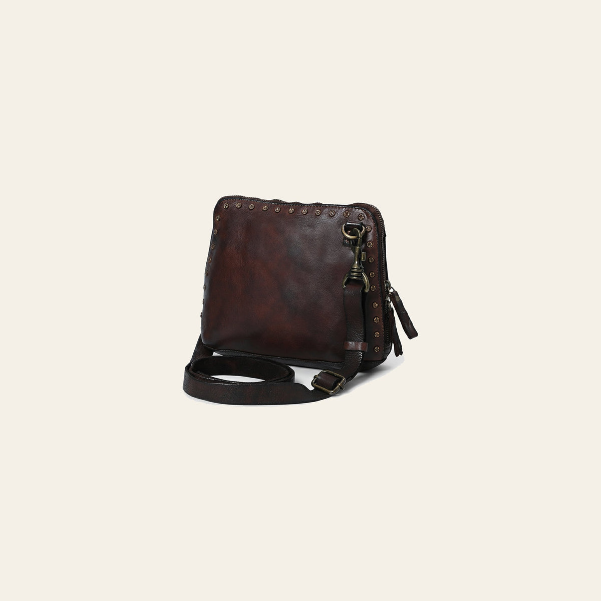Spaghetti Western Swc199Brn Coin Purse Vintage Handmade Drum Dyed Genuine European Cowhide Leather Women Bag Western Handbag Purse